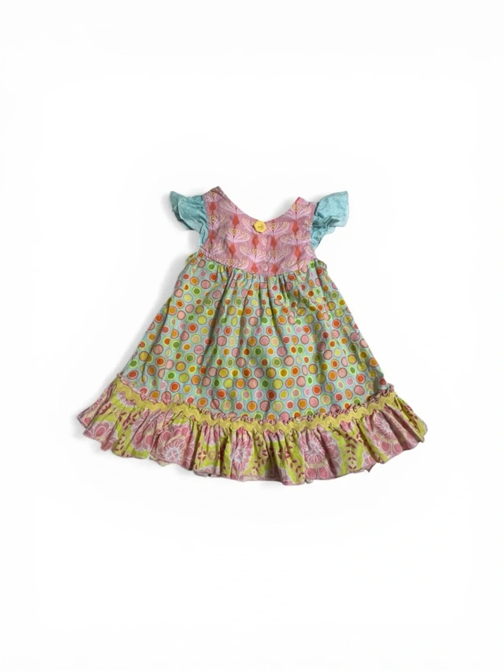 Colorful Polka Dot Ruffle Sleeve Casual Dress for Girls